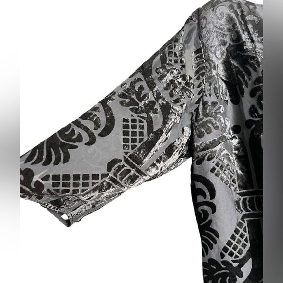 Rsvp By Talbots Women's Velvet Printed 3/4 Sleeve Lined Top Blouse Black Size 2X - Picture 3 of 10